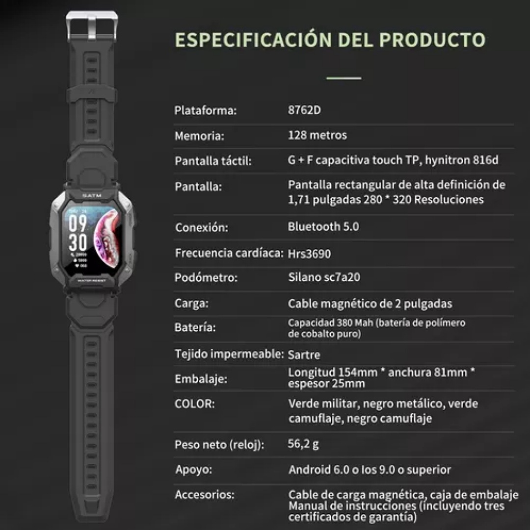 Reloj Inteligente, Reloj Inteligente Deportivo Militar Tácti