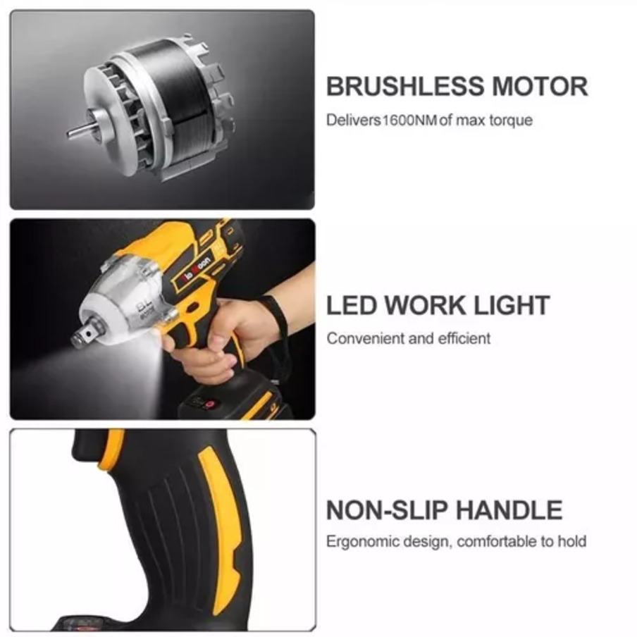 990n.m Pistola Llave De Impacto Inalámbrico De 2 Batería 1/2