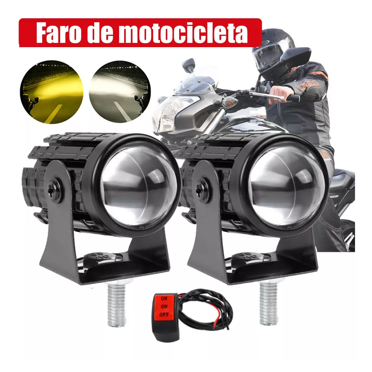 Par Faros Luces Led Para Motos Auto Doble Color Impermeable