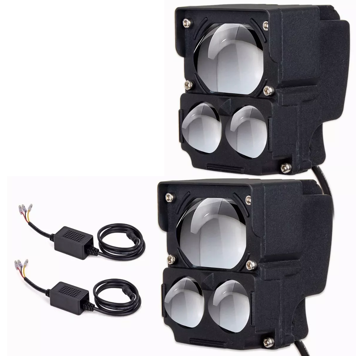 Par Faros De Lupa Doble Color Luz Para Auto Moto 32000 Lm