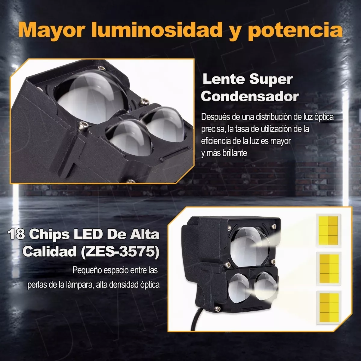 Par Faros De Lupa Doble Color Luz Para Auto Moto 32000 Lm