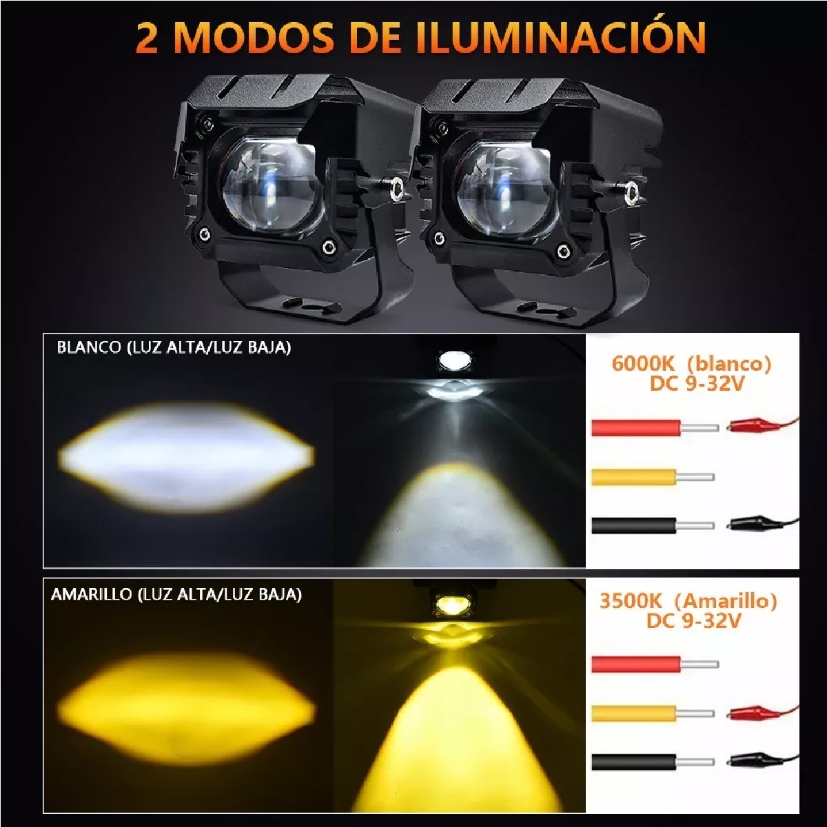 Faros De Lupa De Color Doble 180w Para Auto, Moto, 1 Par