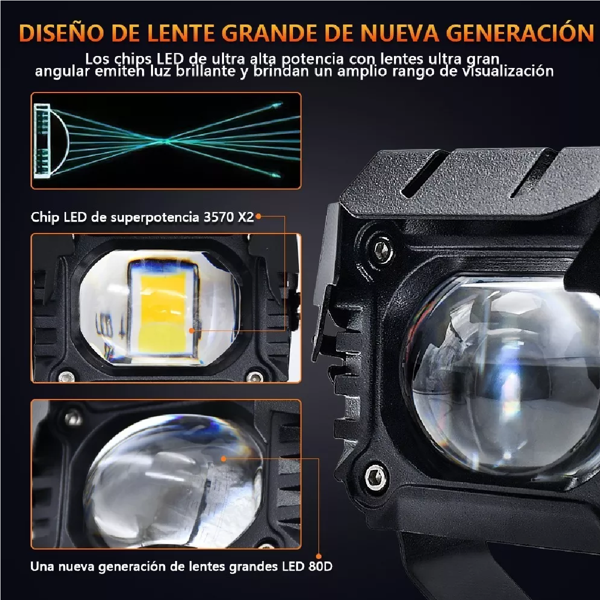 Faros De Lupa De Color Doble 180w Para Auto, Moto, 1 Par