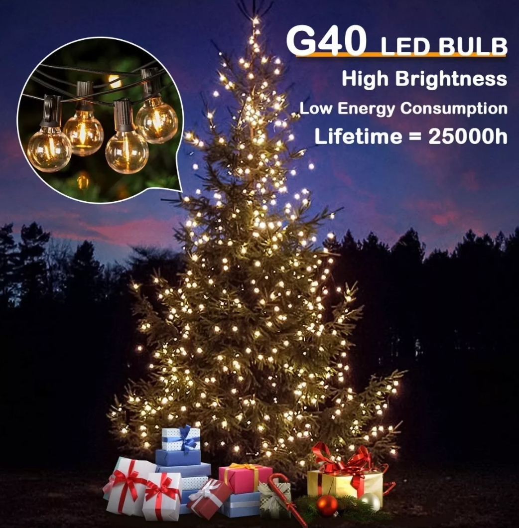 Led Guirnalda De Luces 25+2 Focos De Exterior Vintage 15m