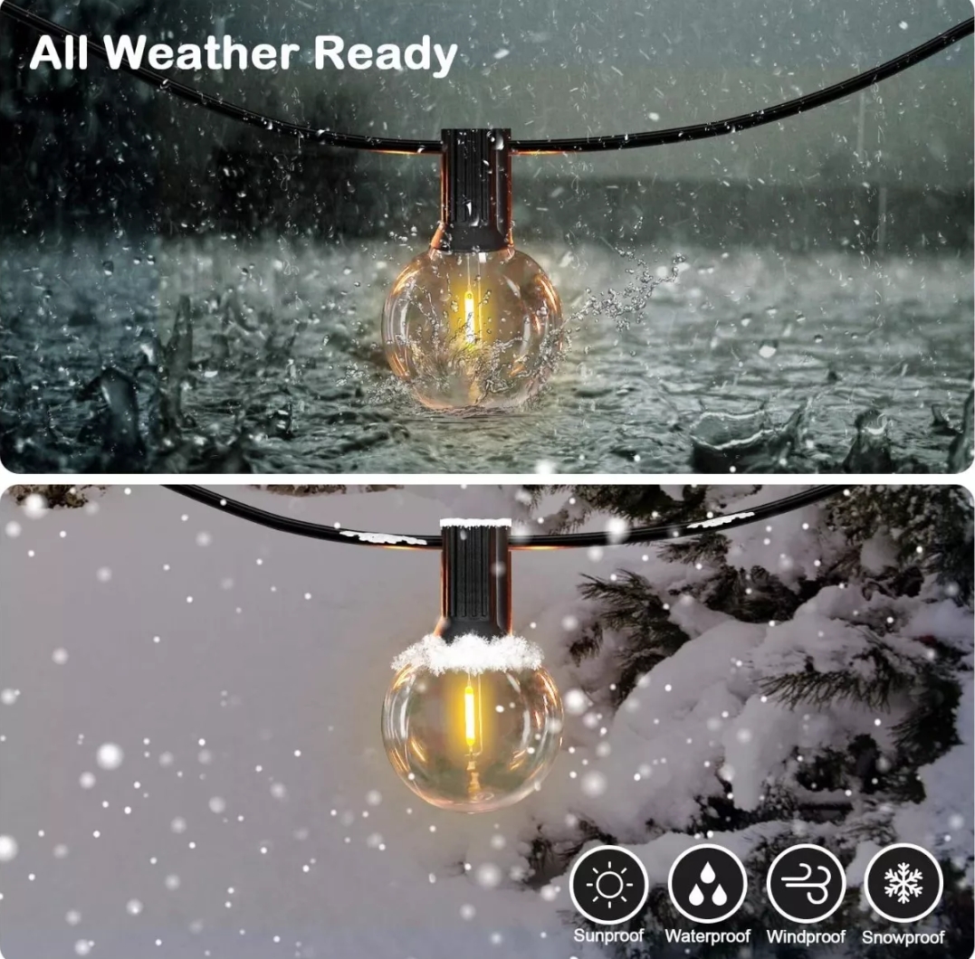 Led Guirnalda De Luces 25+2 Focos De Exterior Vintage 15m