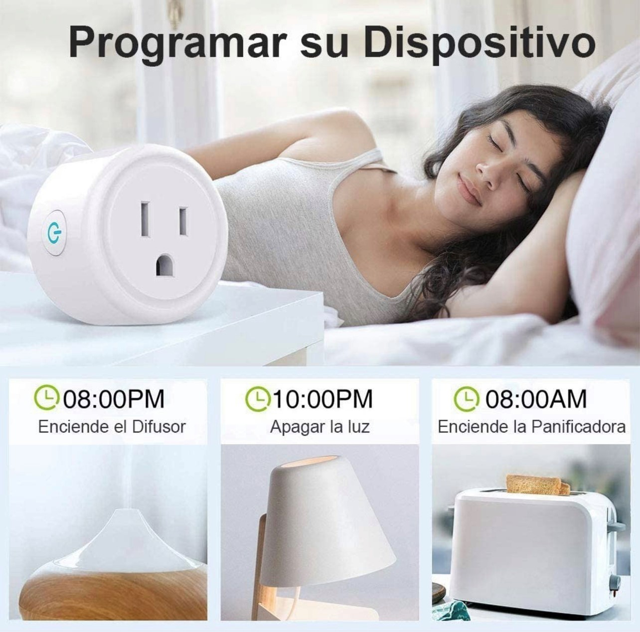  Enchufe inteligente Alexa, enchufe Wi-Fi de 2.4 G, funciona con  Alexa y Google Home, mini enchufe inteligente con control remoto por voz,  temporizador para compartir dispositivos (paquete de 2) : Herramientas