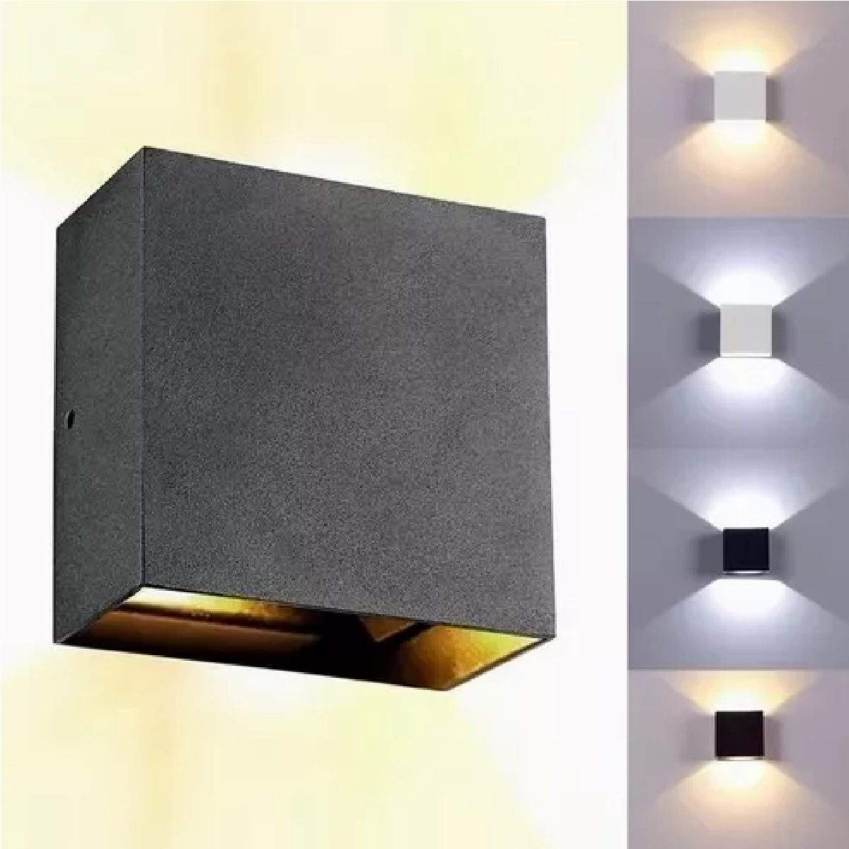 Lámpara De Pared Led De 12w Foco Flotante Moderno Negro+Calida Luz Amarilla