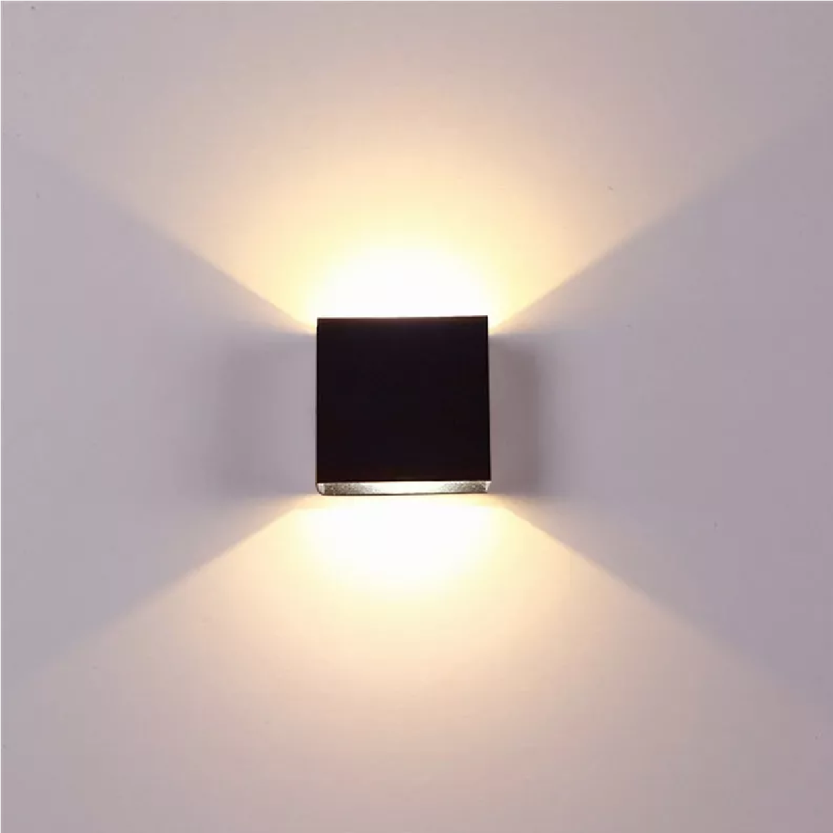 Lámpara De Pared Led De 12w Foco Flotante Moderno Negro+Calida Luz Amarilla