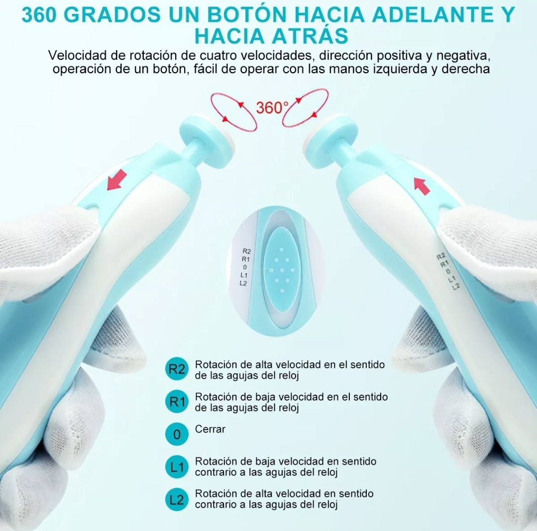 Lima De Uñas Bebe Eléctrico Corta Cortaúñas Pulido