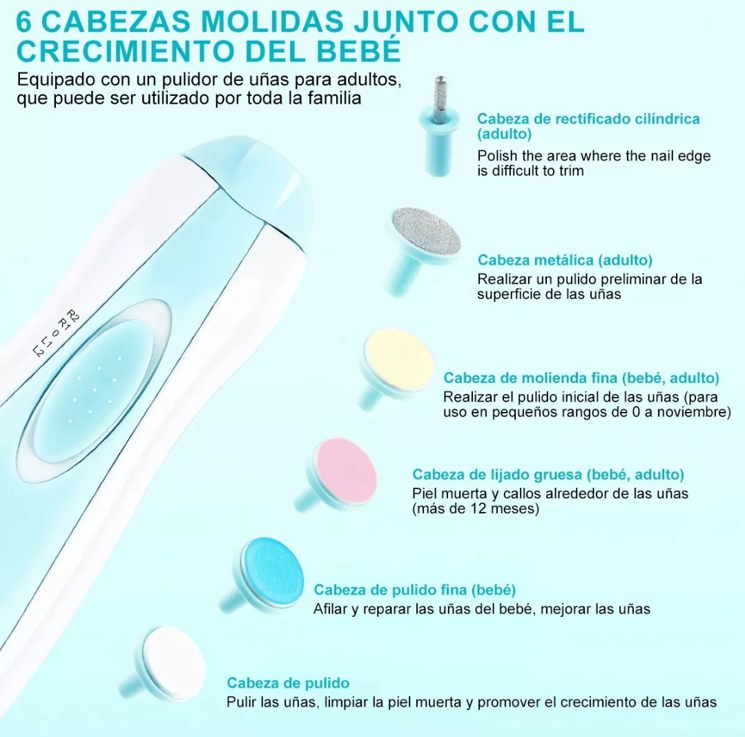 Lima De Uñas Bebe Eléctrico Corta Cortaúñas Pulido
