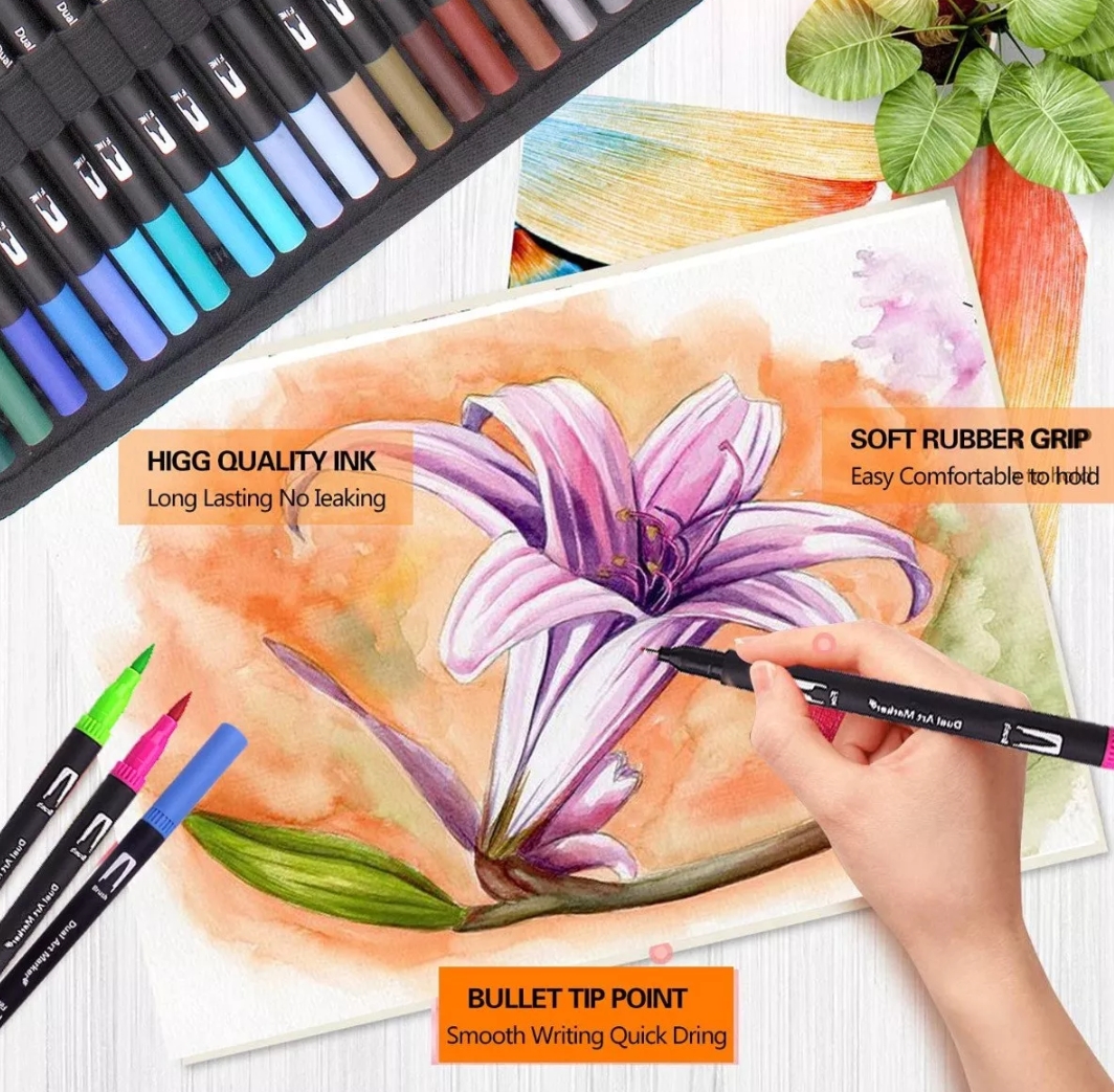 120 Colores Marcadores Plumones Punta De Pincel Dual Brush