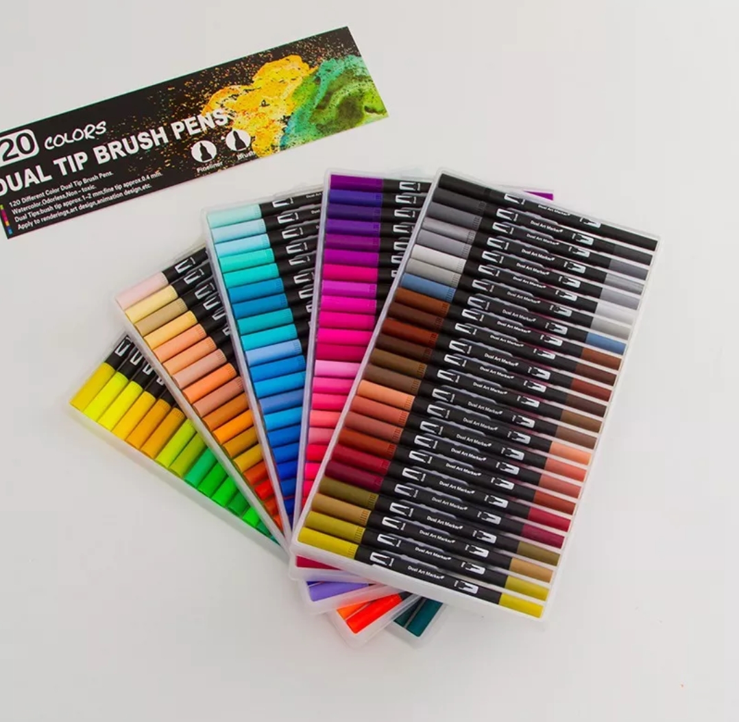 120 Colores Marcadores Plumones Punta De Pincel Dual Brush