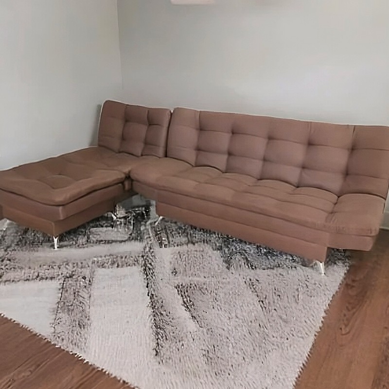 Sala Esquinera Moderna Chocolate Sofá Sillón y Taburete Florencia
