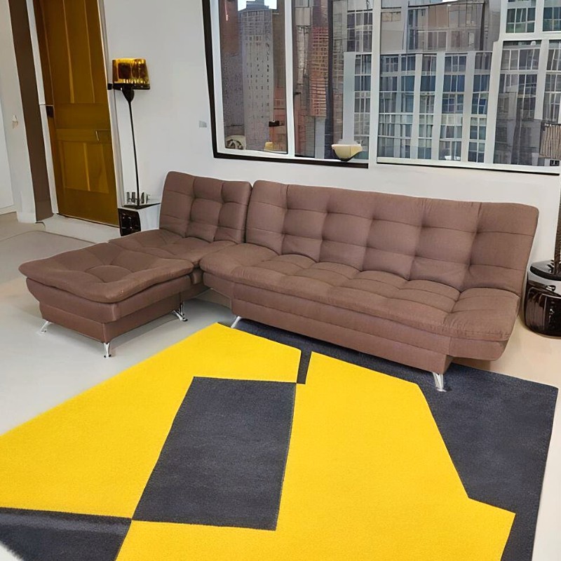 Sala Esquinera Moderna Chocolate Sofá Sillón y Taburete Florencia