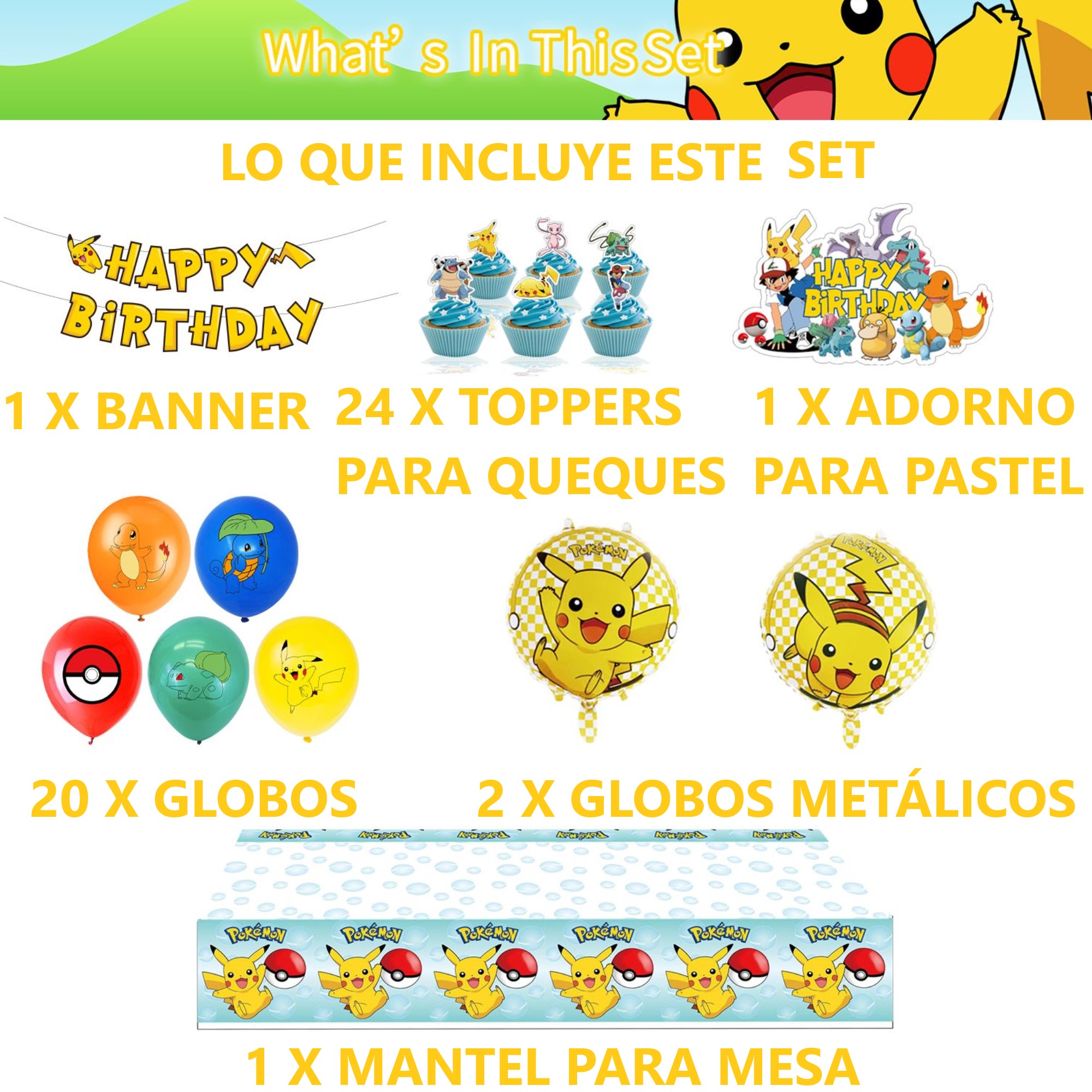 Globos De Cumpleaños Decoración Kit De Fiesta PIKACHU