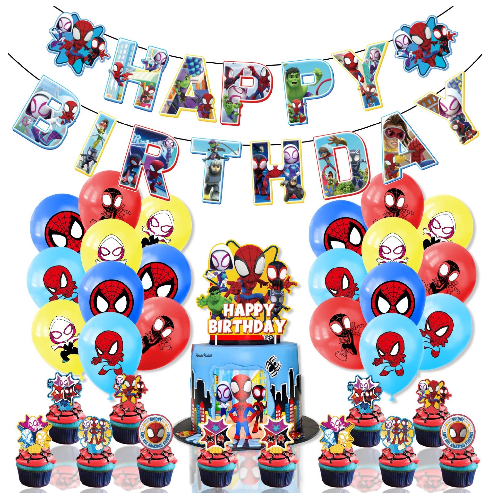 Globos De Cumpleaño Decoración Kit De Fiesta Spidey Y Amigos