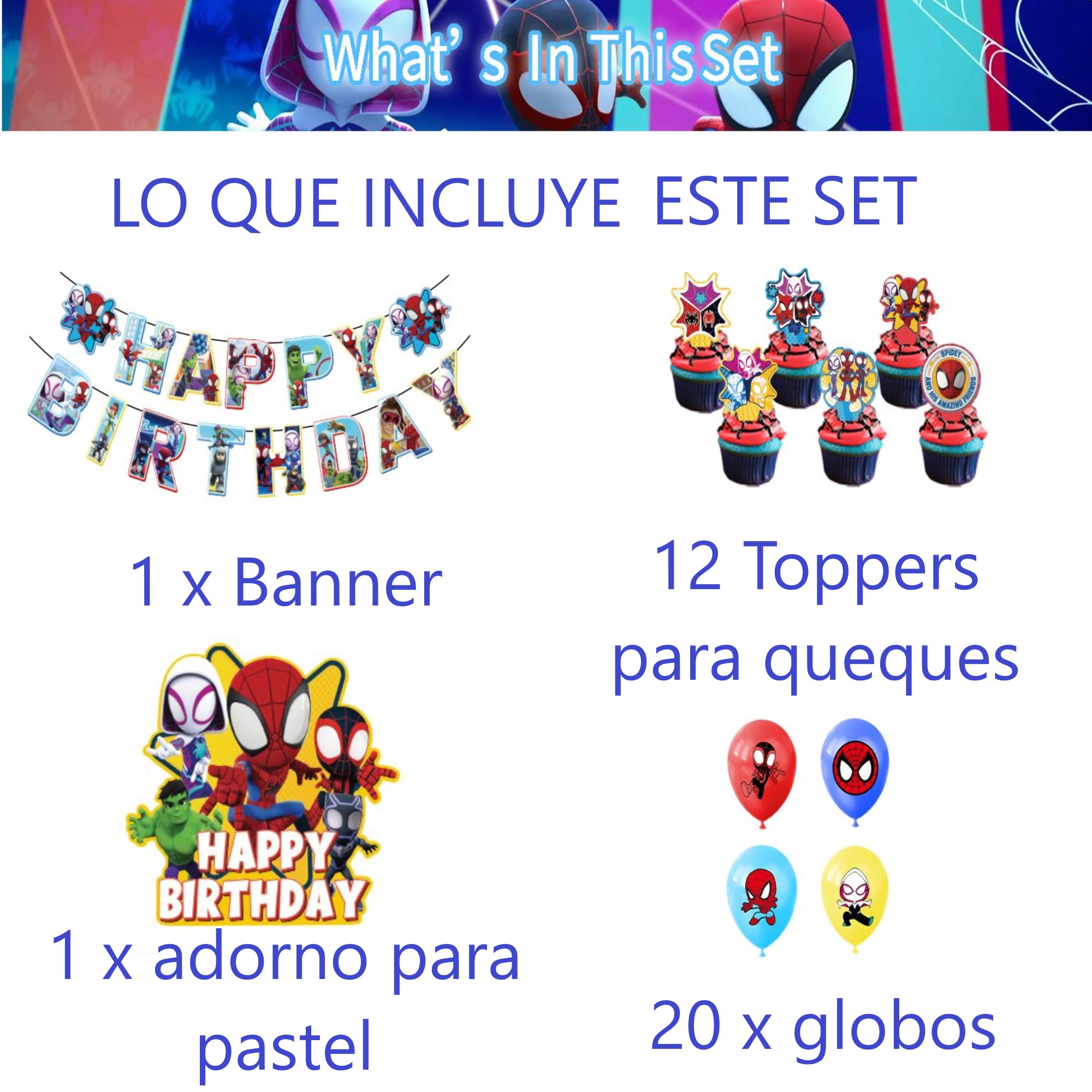 Globos De Cumpleaño Decoración Kit De Fiesta Spidey Y Amigos