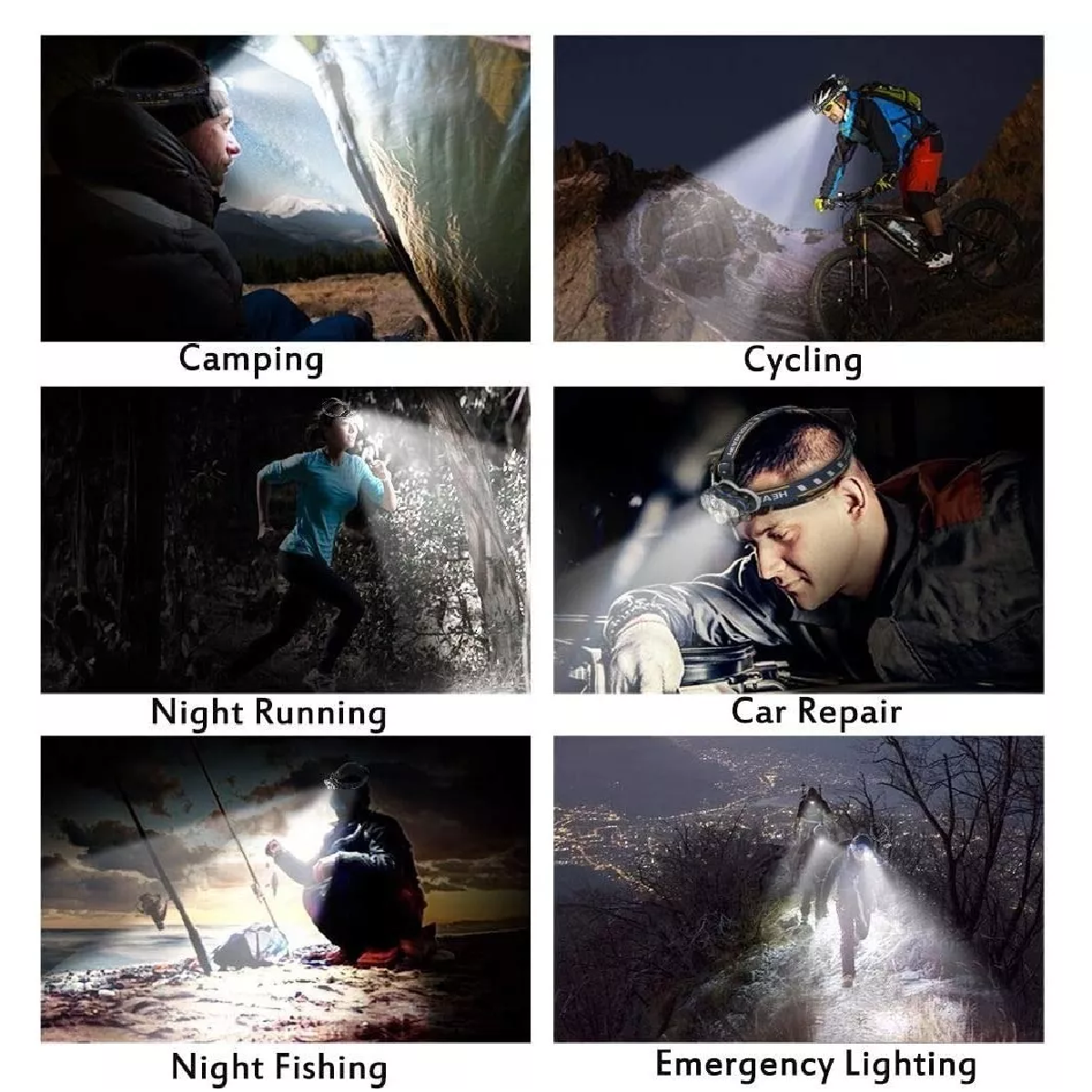 Lámpara De Cabeza Recargable Usb Con 8 Led, 8 Modos