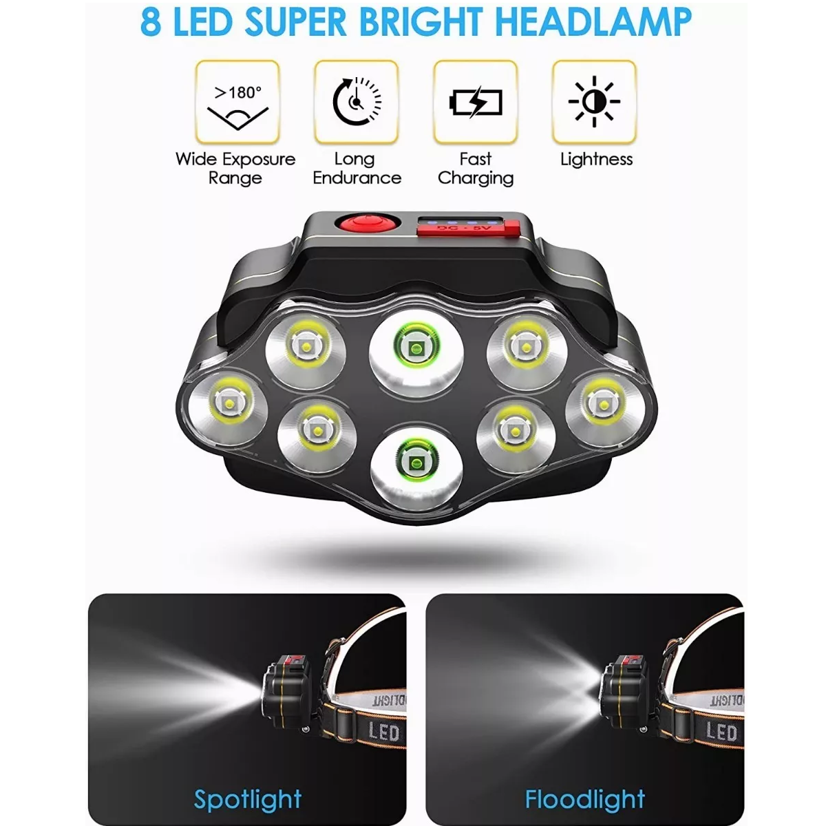 Lampara Cabeza Recargable 13000lúmenes Linterna Frontal Led