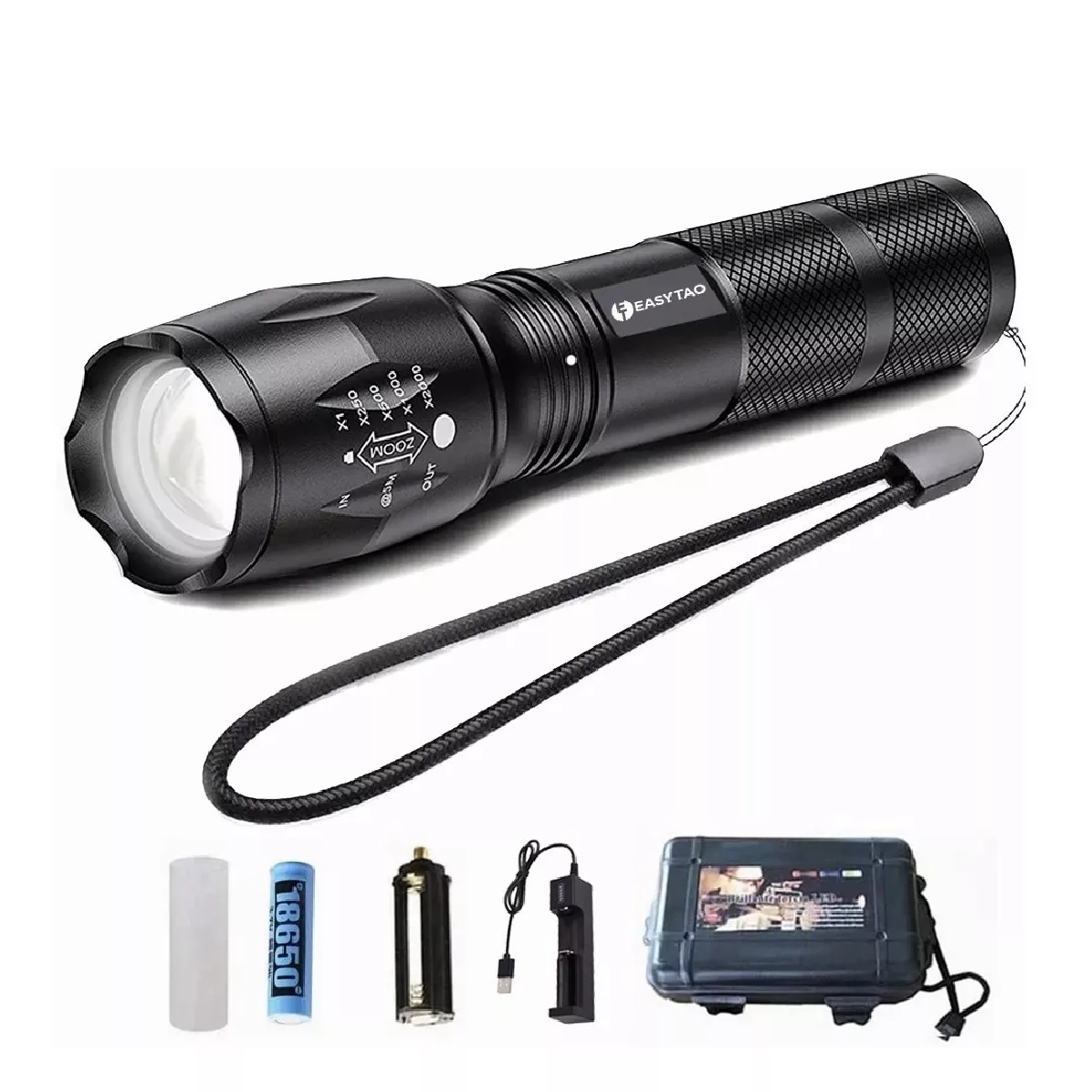 Lampara Táctica 3000 Lumens Cree Led T6 Recargable