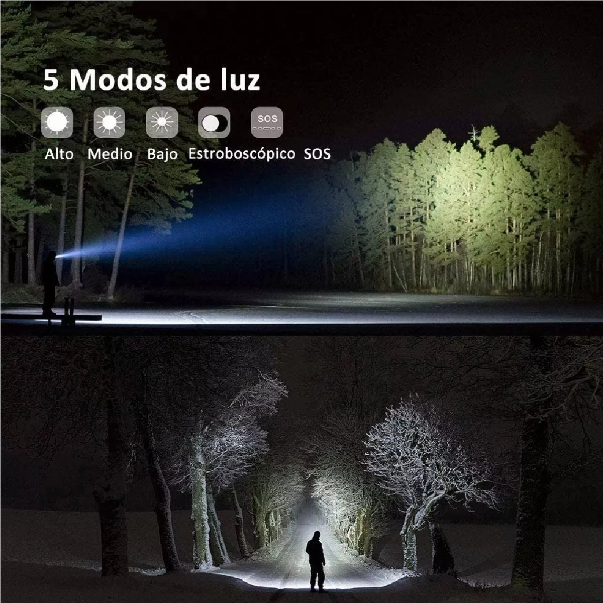 Lampara Táctica 3000 Lumens Cree Led T6 Recargable