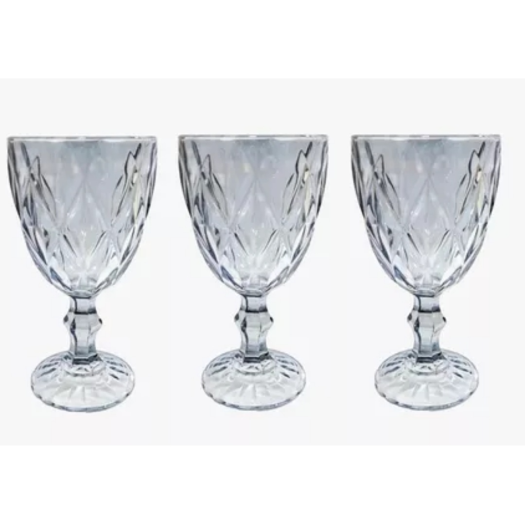 Juego 6 Copas Vino Agua Cristal Labrado Vidrio Elegante 300m