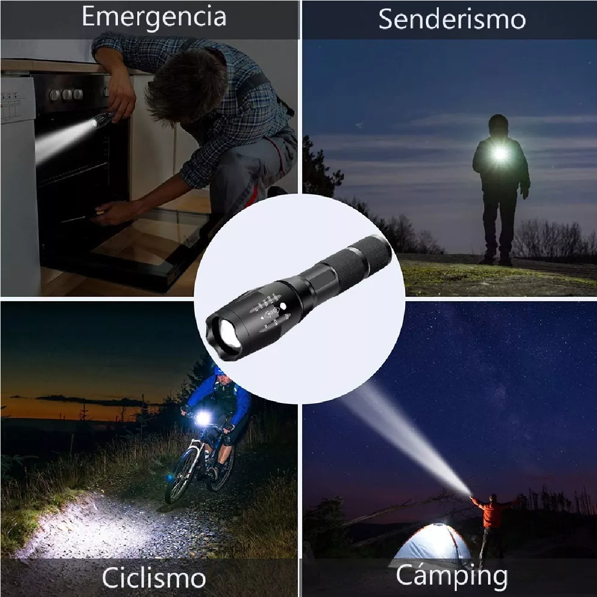Lampara Táctica 4000 Lumens Led T6 Usb Recargable
