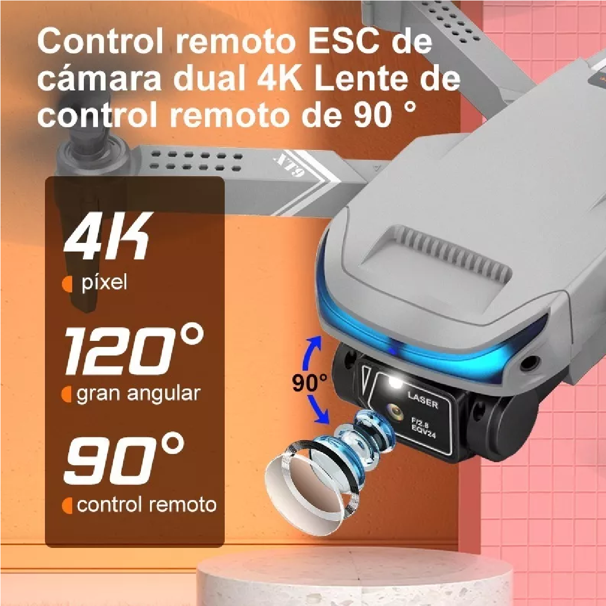 Dron Cuadricóptero Xt9 A Control Remoto C/cámara 4k Hd Grey