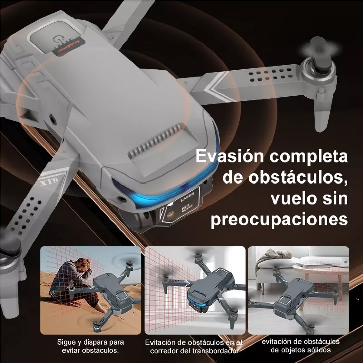 Dron Cuadricóptero Xt9 A Control Remoto C/cámara 4k Hd Grey