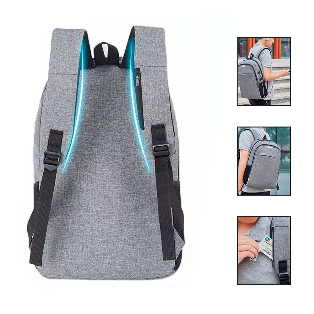 Mochila Antirrobo Impermeable  Para Laptop Con Contraseña Y Puerto De Carga USB.