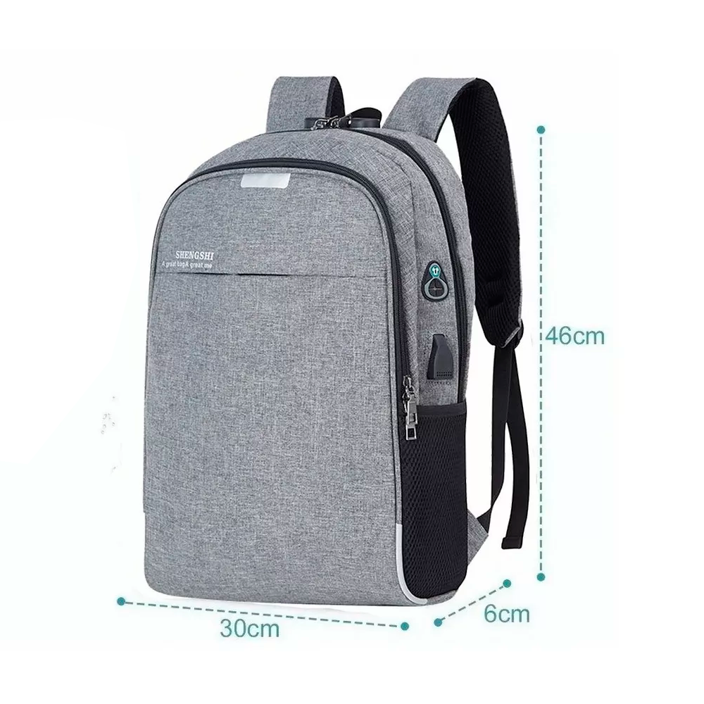 Mochila Antirrobo Impermeable  Para Laptop Con Contraseña Y Puerto De Carga USB.