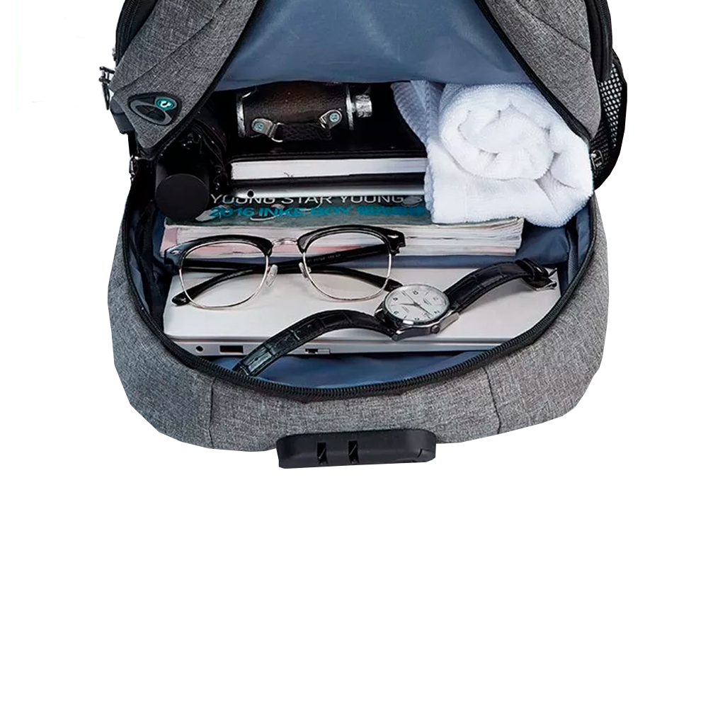 Mochila Antirrobo Impermeable  Para Laptop Con Contraseña Y Puerto De Carga USB.