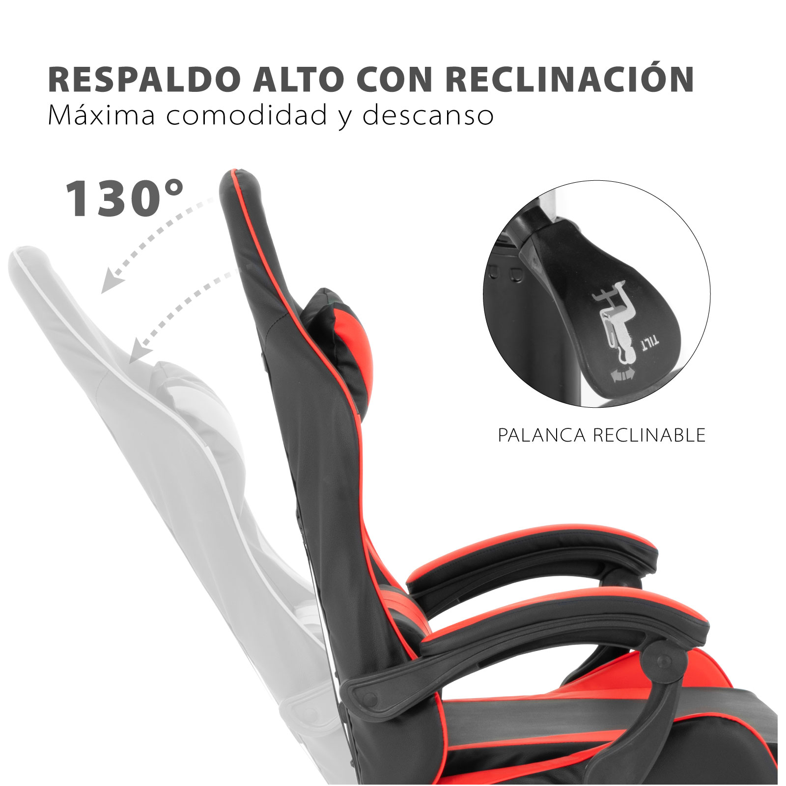 Silla Gamer con Respaldo Ergonómico y Asiento reclibnable, Cojin Lumbar para Computadora Pc