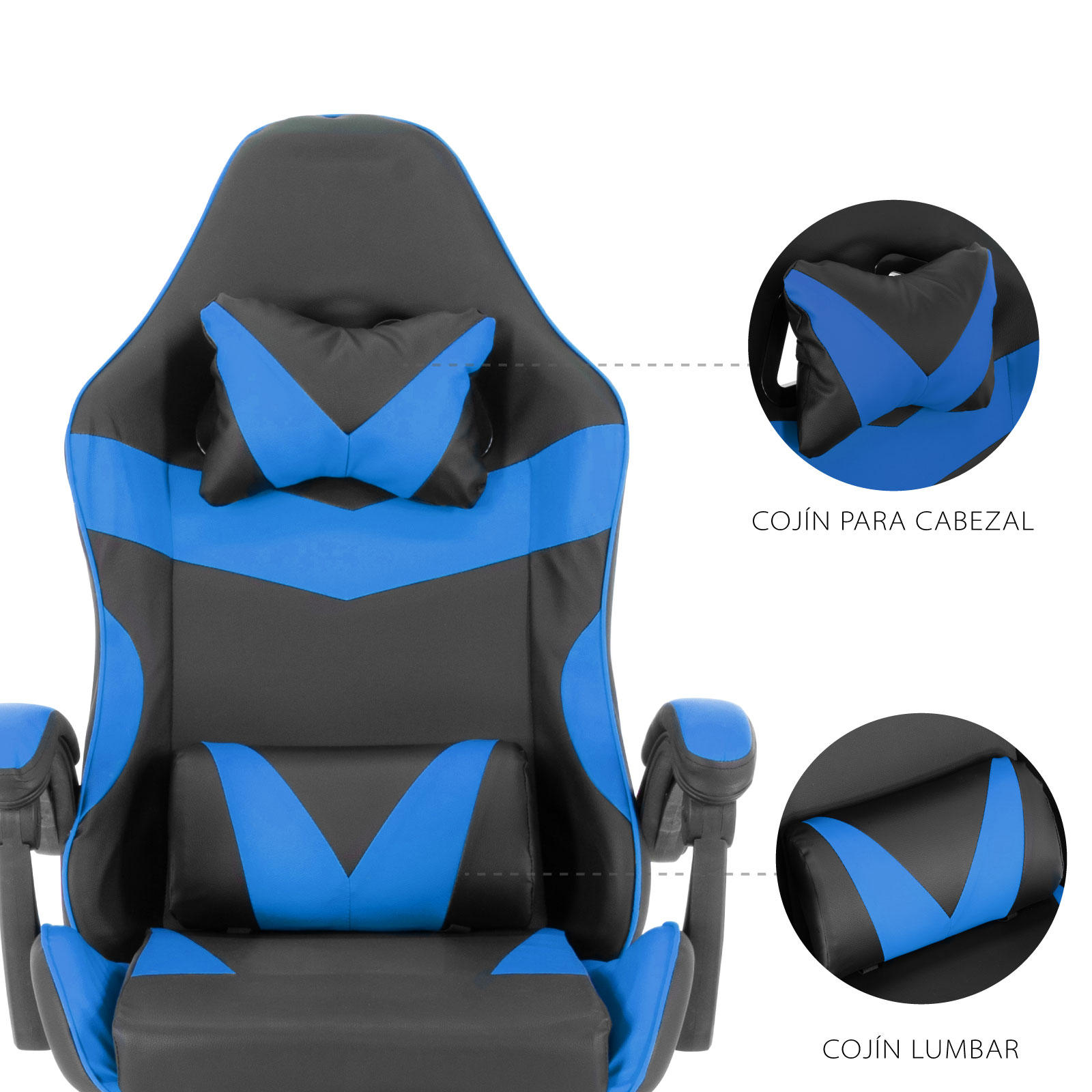 Silla Gamer con Respaldo Ergonómico y Asiento reclibnable, Cojin Lumbar para Computadora Pc