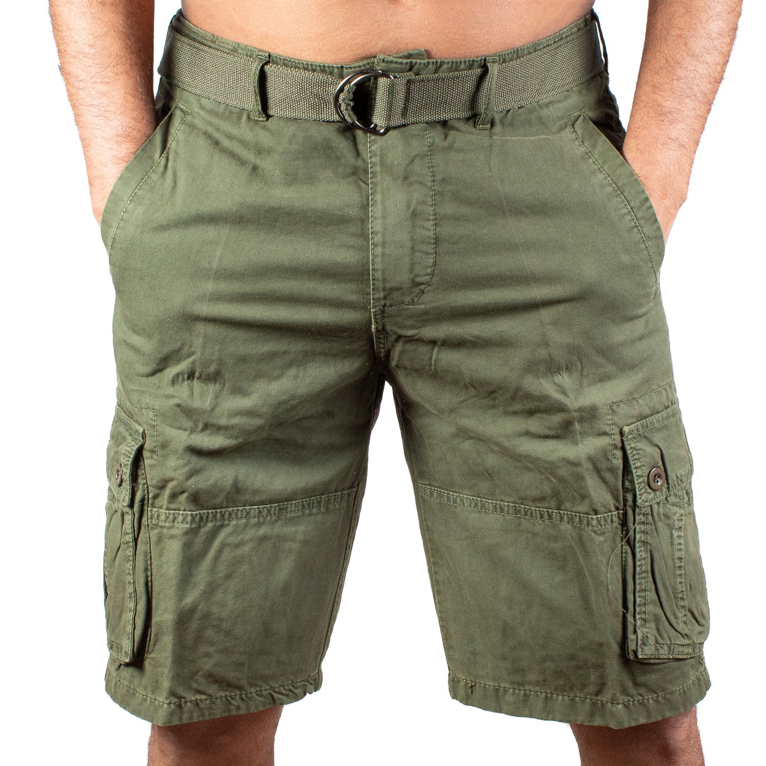 Bermuda cargo de gabardina para hombre. Incluye cinturón