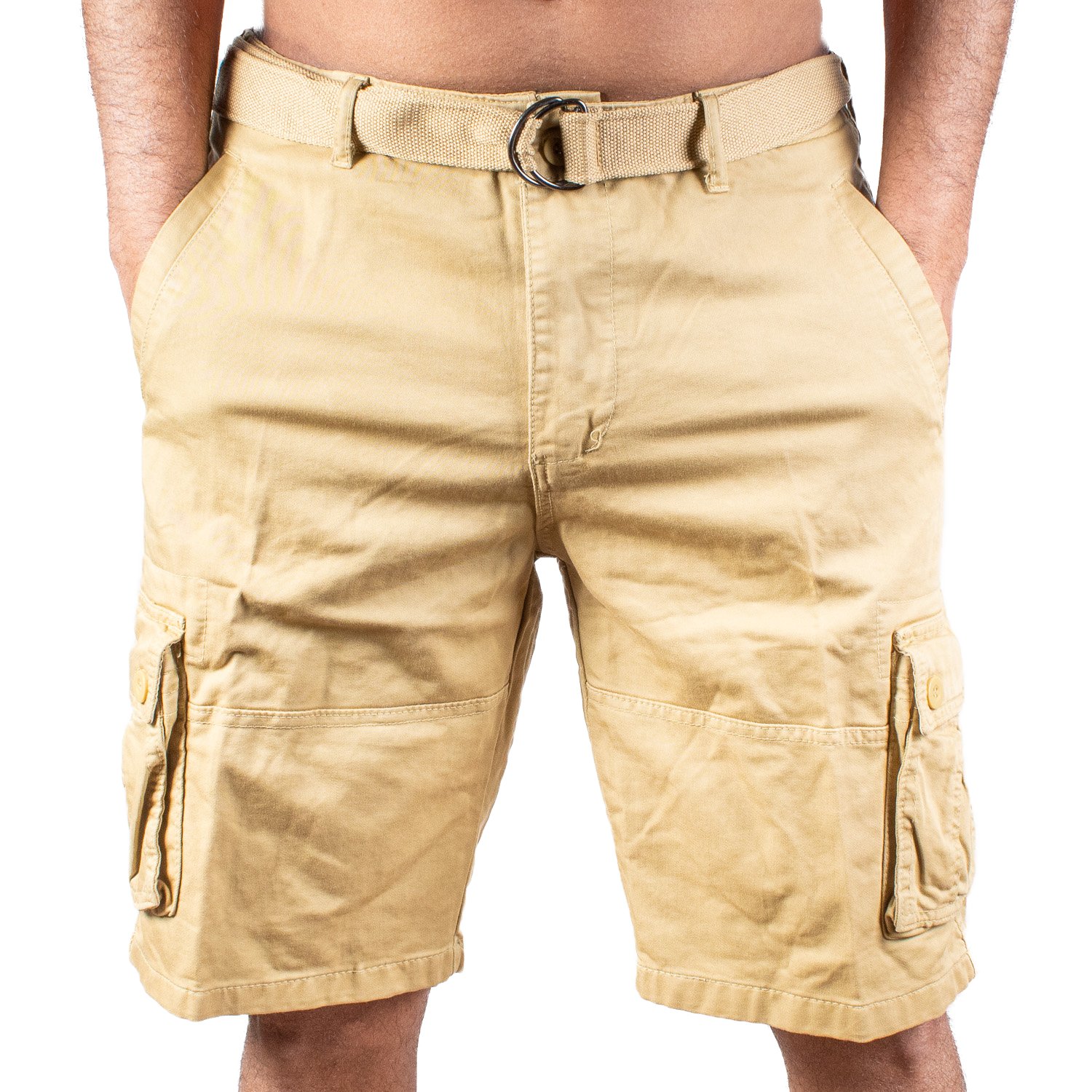 Bermuda cargo de gabardina para hombre. Incluye cinturón