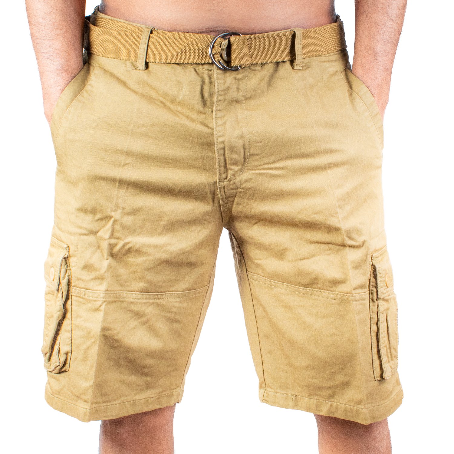 Bermuda cargo de gabardina para hombre. Incluye cinturón