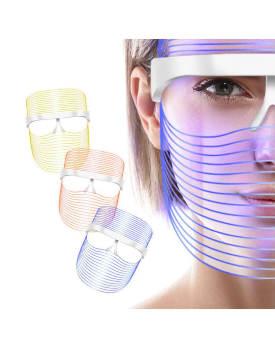 Mascara Facial Led 3 Colores Rejuvenecimiento Acné Manchas   