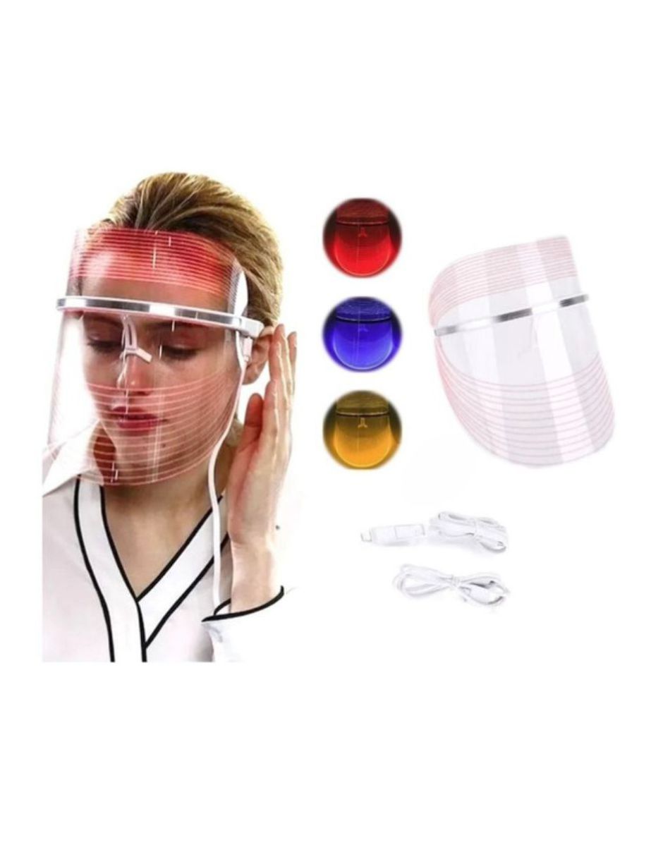 Mascara Facial Led 3 Colores Rejuvenecimiento Acné Manchas   