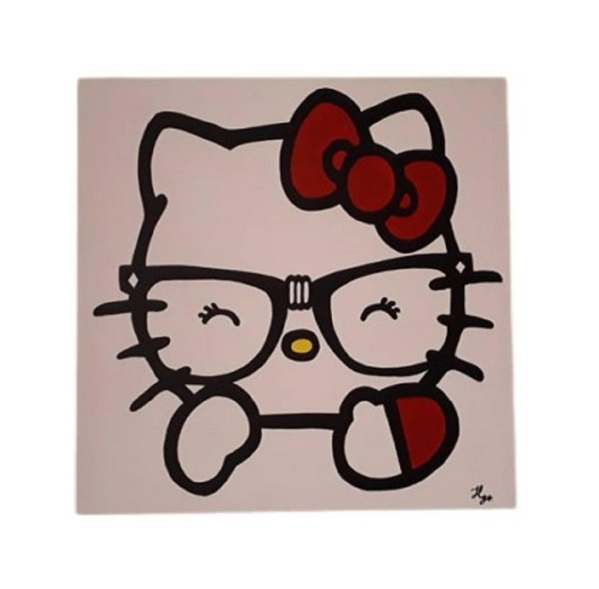 Cuadro decorativo pintado a mano Galería Oneris Cuadro decorativo Moderno - Pintura HELLO KITTY  70x70