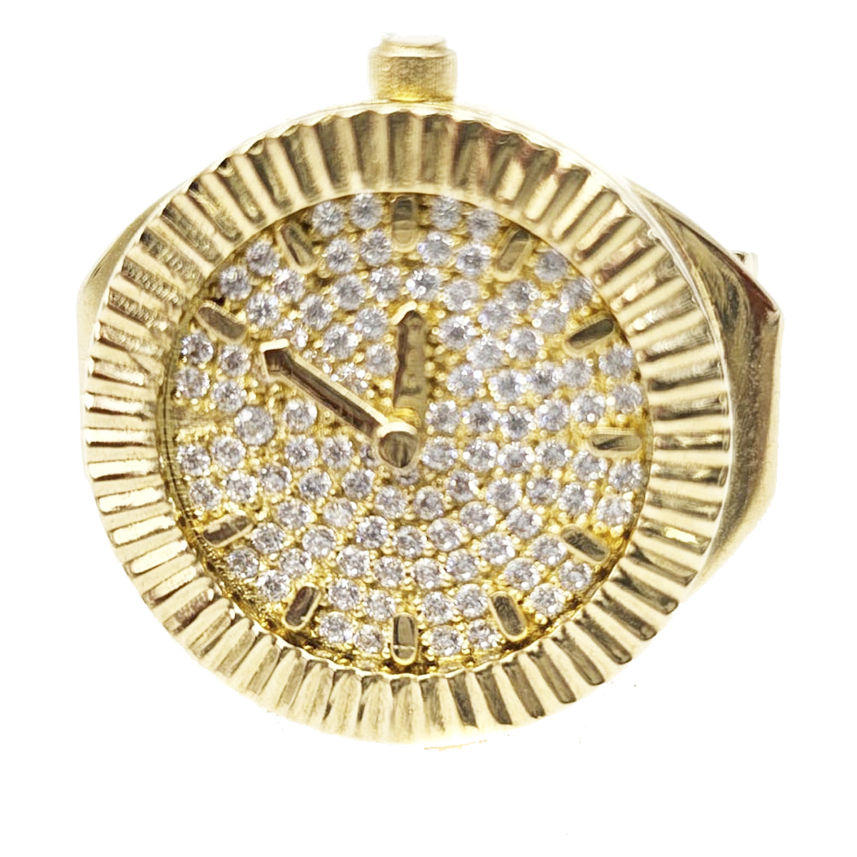 Anillo De Reloj De Oro 10k Italiano Con Zirconia Suiza