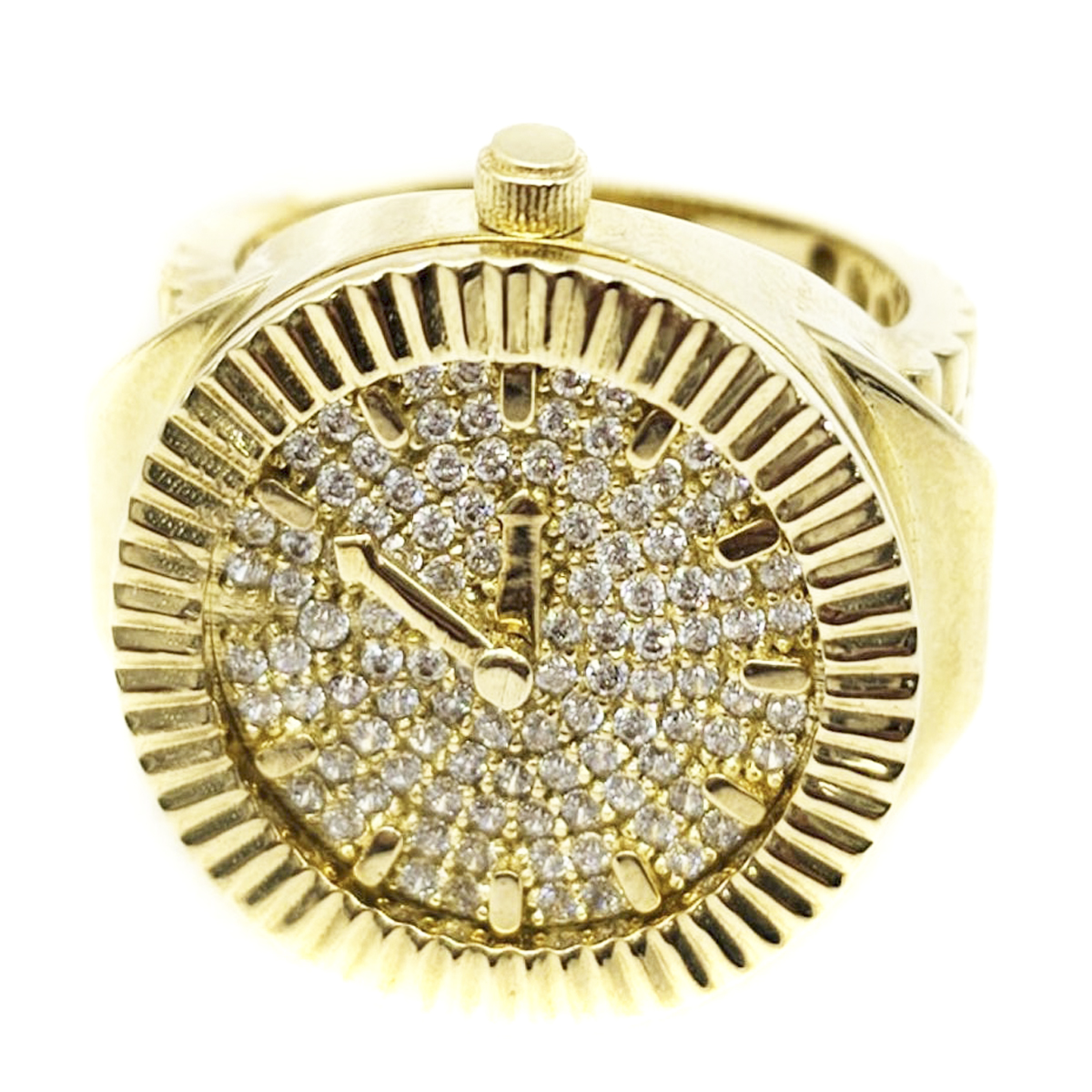 Anillo De Reloj De Oro 10k Italiano Con Zirconia Suiza