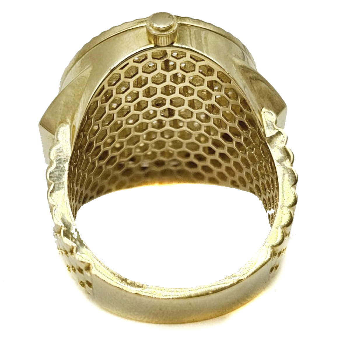 Anillo De Reloj De Oro 10k Italiano Con Zirconia Suiza