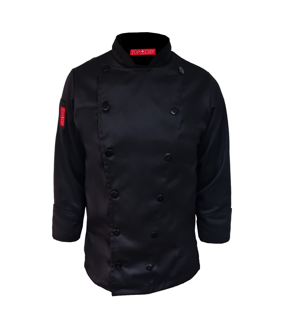 Filipina de Chef Para Hombre Color negro Liso Top Swiss Chef