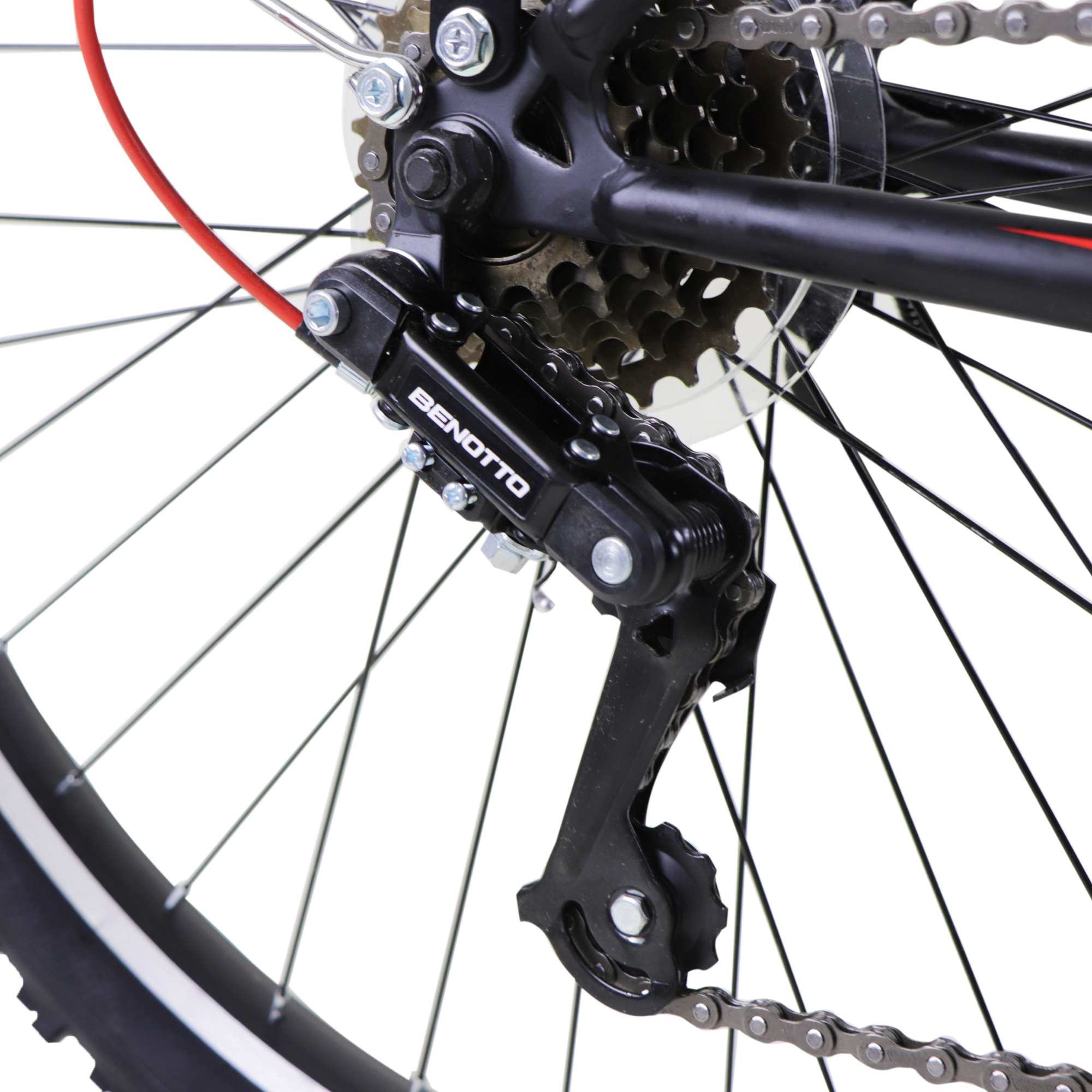 Bicicleta BENOTTO Montaña STREGA R26 Acero 21V. Negro Mate Calcomania Roja Hombre