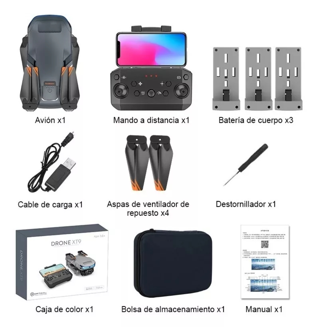 Dron Cuadricóptero Axnen Xt9 A Control Remoto C/cámara 4k Hd