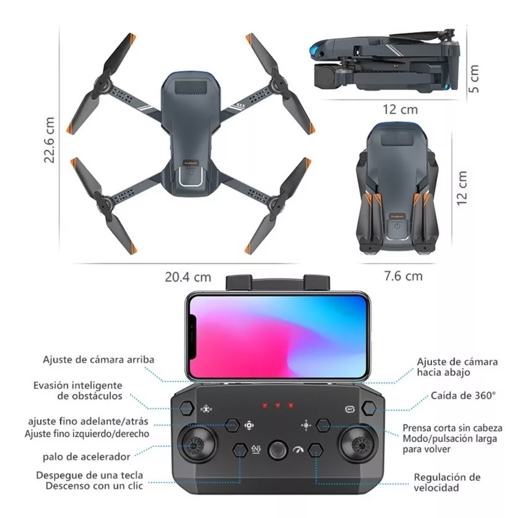 Dron Cuadricóptero Axnen Xt9 A Control Remoto C/cámara 4k Hd