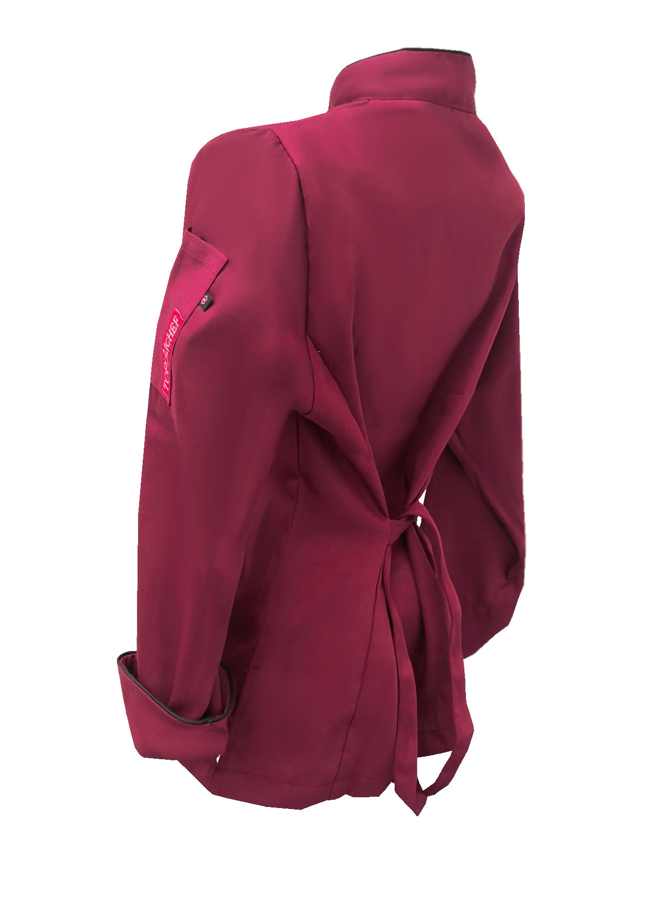 Filipina de Chef para Mujer Color Vino vivos negros Top Swiss Chef