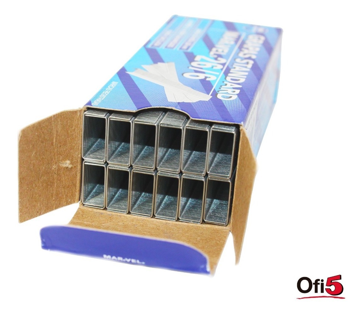 Grapa Estandard Marvel 26/6 Caja Con 5000 Pz Standard Paquete con 3 grapas