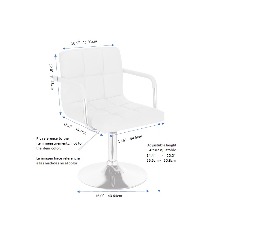 Silla para tocador 9107-2 GRIS forrado en tactopiel acolchonado con brazo base redonda de altura regulable